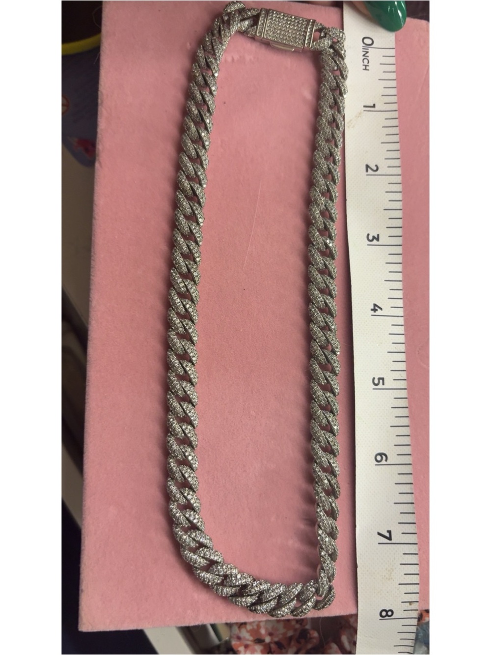 White Gold Cuban Link Necklace 18”